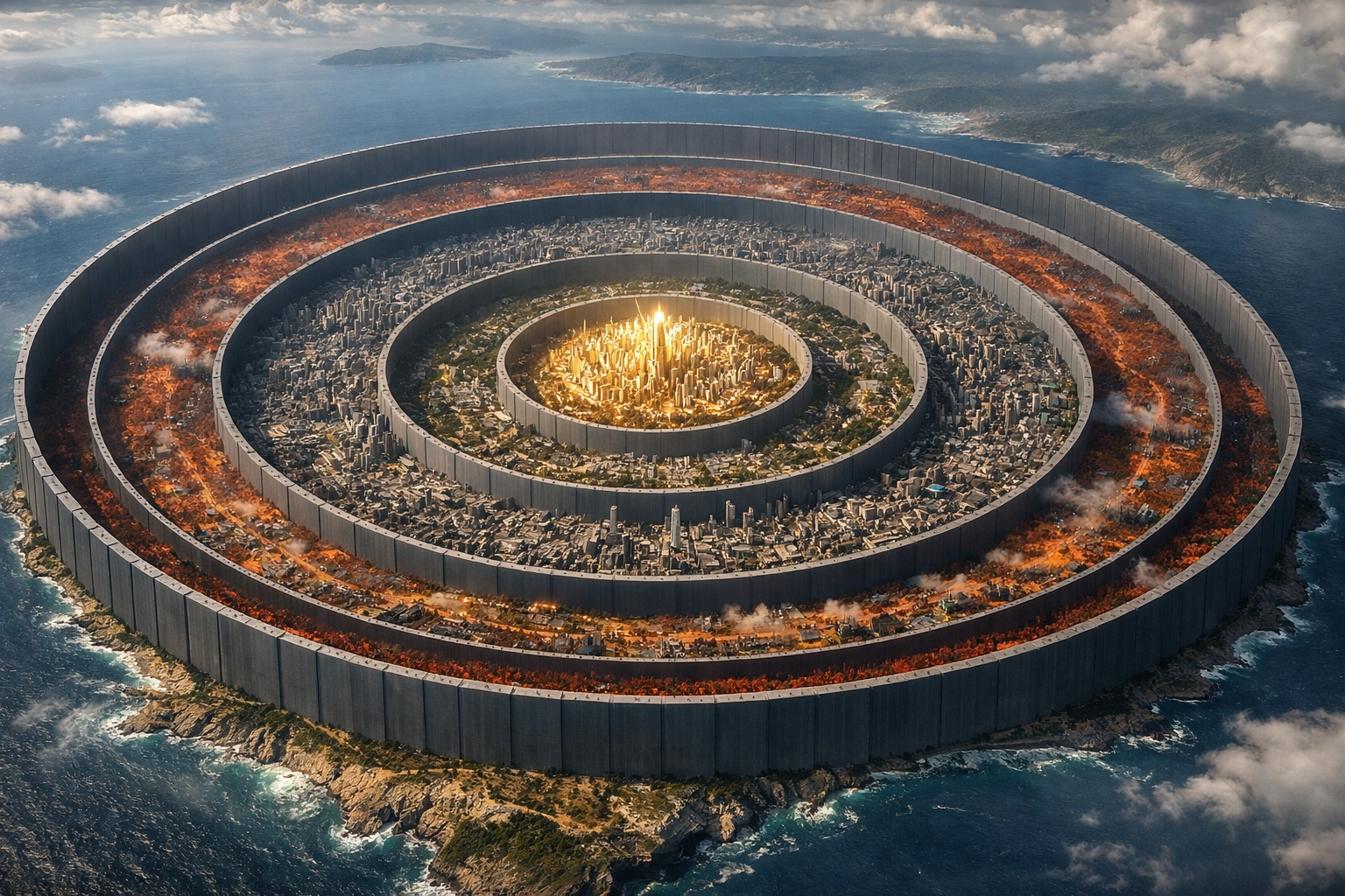 The Five Rings — concentric ring geography with population distribution