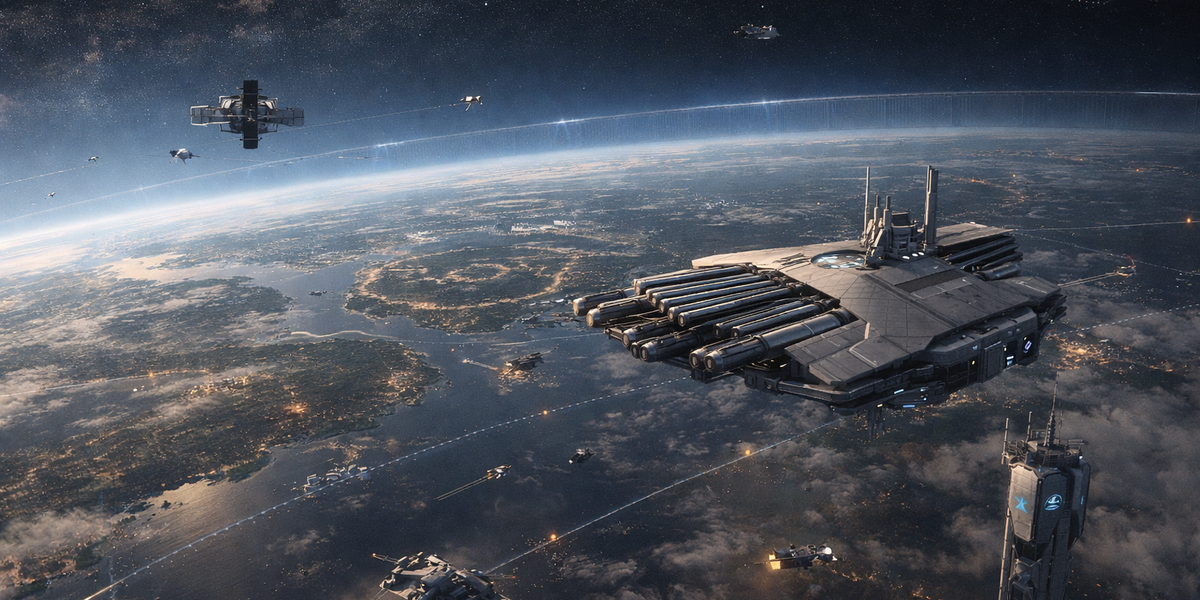 VMSS orbital territory — defense platforms, kinetic rod deployment positions, and published corridor agreements coordinating orbital traffic between VMSS and foreign sovereignties