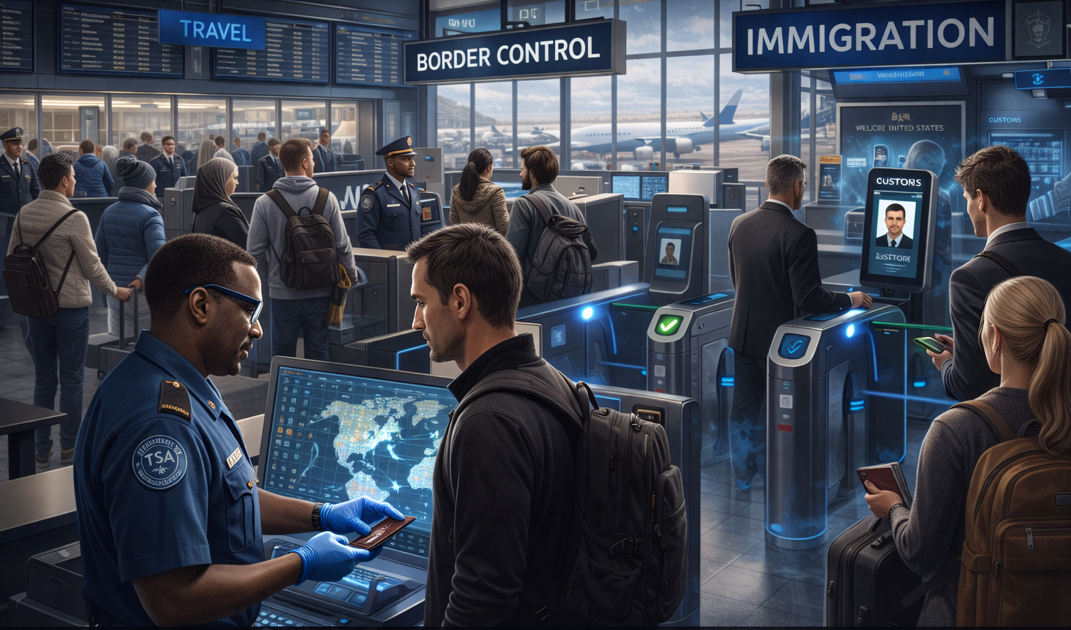 VMSS border processing and passport control